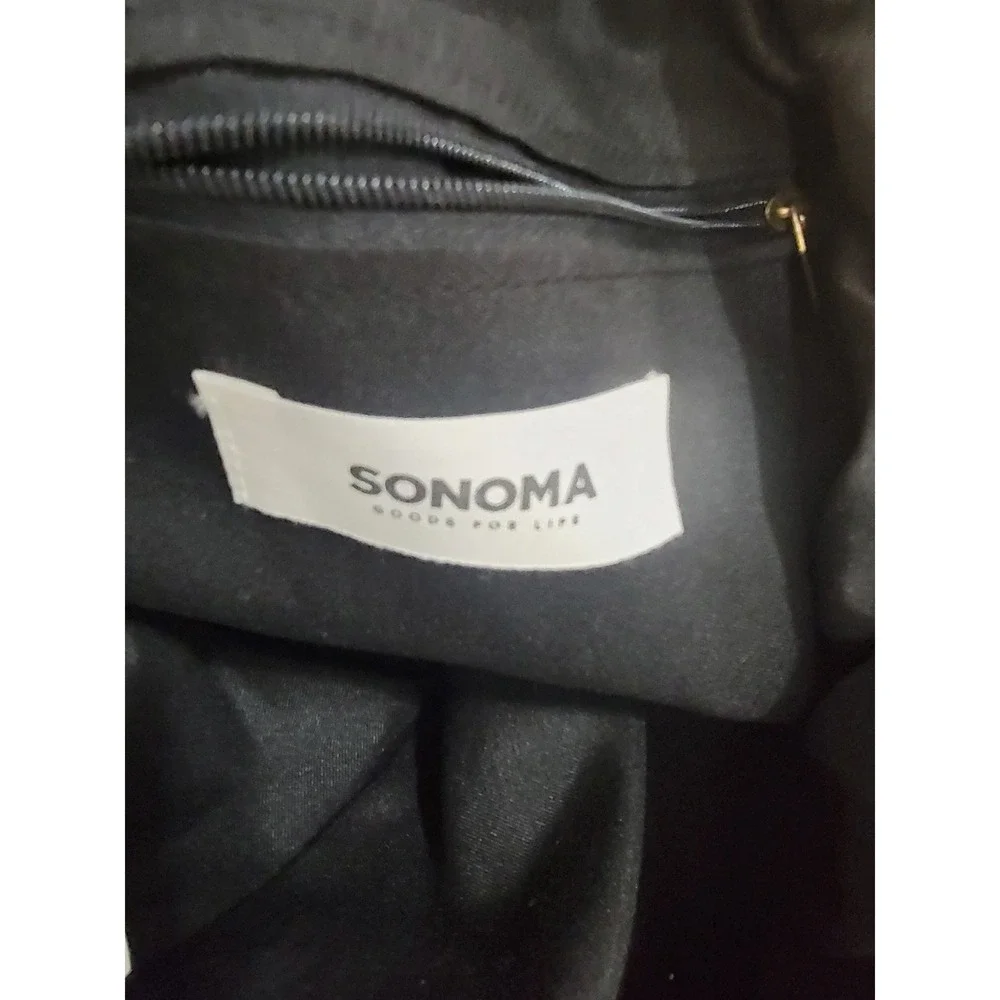 Sonoma‎ Goods For Life Woven Straw Tote Bag Grey Tan Beach Shoulder Bag Boho